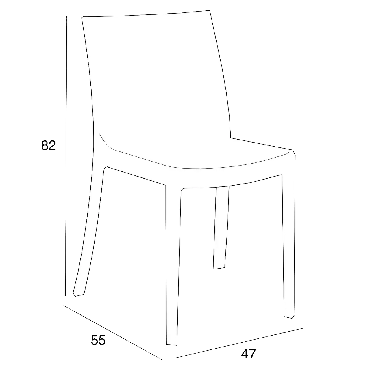 Sedia da Esterno in Polipropilene Impilabile per Giardino Bar Ristorante in 3 Colori cm.47x55x82