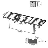 Tavolo da Giardino Esterno in Alluminio Dogato Bianco Allungabile cm.200/300x100x74 fino a 14 posti