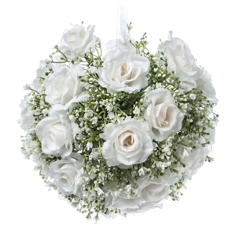 Sfera Gypsophila e Roselline bianche