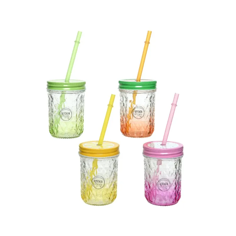 Bicchiere con cannuccia colori assortiti