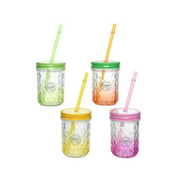 Bicchiere con cannuccia colori assortiti