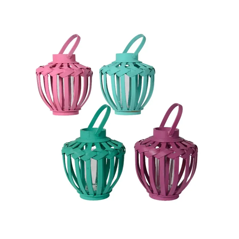 Lanterna in Bambù colori assortiti cm 25 x 25 x 26