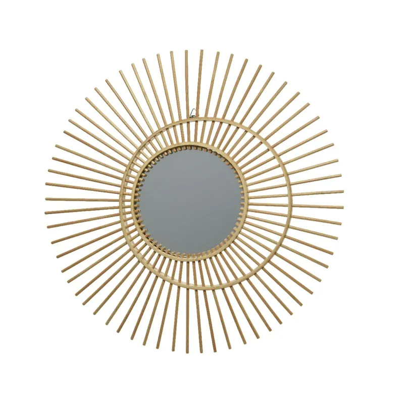 Specchio con decoro in rattan D 60 cm