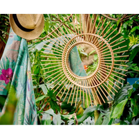 Specchio con decoro in rattan D 60 cm