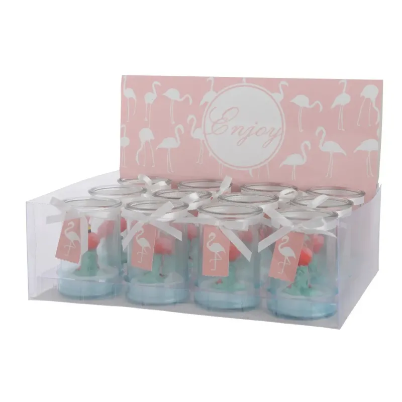 Vasetto in Vetro con Candela Fenicottero