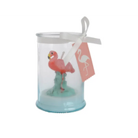Vasetto in Vetro con Candela Fenicottero