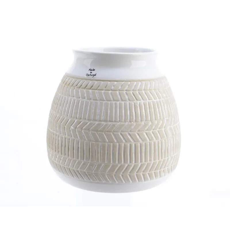 Vaso in Ceramica bianco con decorazione