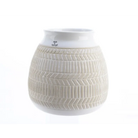 Vaso in Ceramica bianco con decorazione