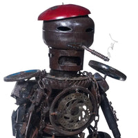Scultura Robot Operaio in Metallo