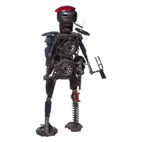 Scultura Robot Operaio in Metallo