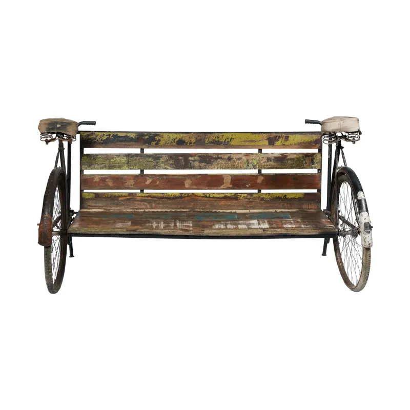 Panca realizzata con due Biciclette