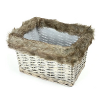 Cesto Rettangolare con Manici e Pelliccia