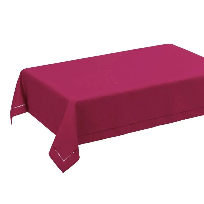 Tovaglia con Ricamo Giornino Fuxia e Verde 150x210 Cm