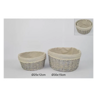 2 Cesti Rotondi in Vimini foderati in Cotone