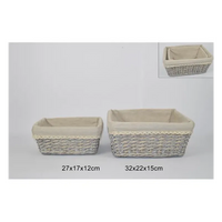 2 Cesti Rettangolari in Vimini foderati in Cotone