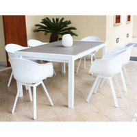 Tavolo da Giardino Esterno in Alluminio e Polywood cm.162/242x100x74h Allungabile fino a 10 Posti Bianco, Antracite, Tortora