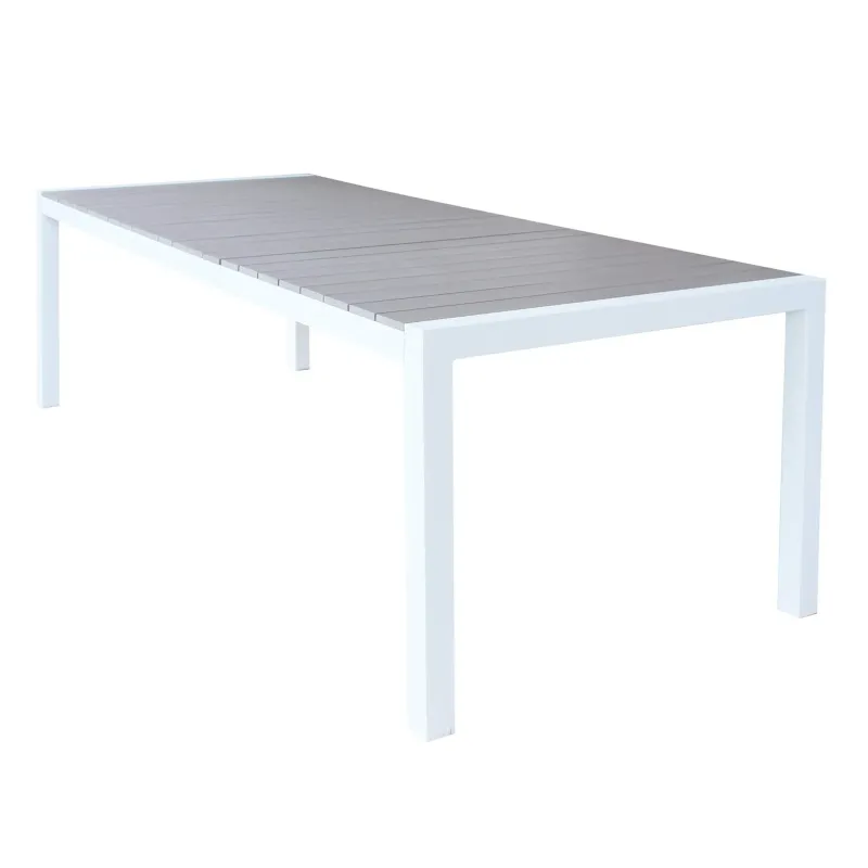 Tavolo da Giardino Esterno in Alluminio e Polywood cm.162/242x100x74h Allungabile fino a 10 Posti Bianco, Antracite, Tortora
