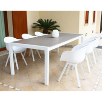 Tavolo da Giardino Esterno in Alluminio e Polywood cm.162/242x100x74h Allungabile fino a 10 Posti Bianco, Antracite, Tortora