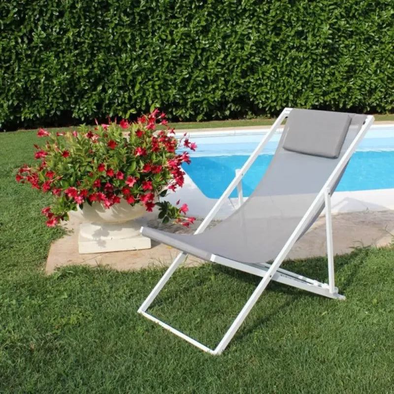 Poltrona a Sdraio da Giardino Pieghevole in Alluminio Verniciato e Textilene
