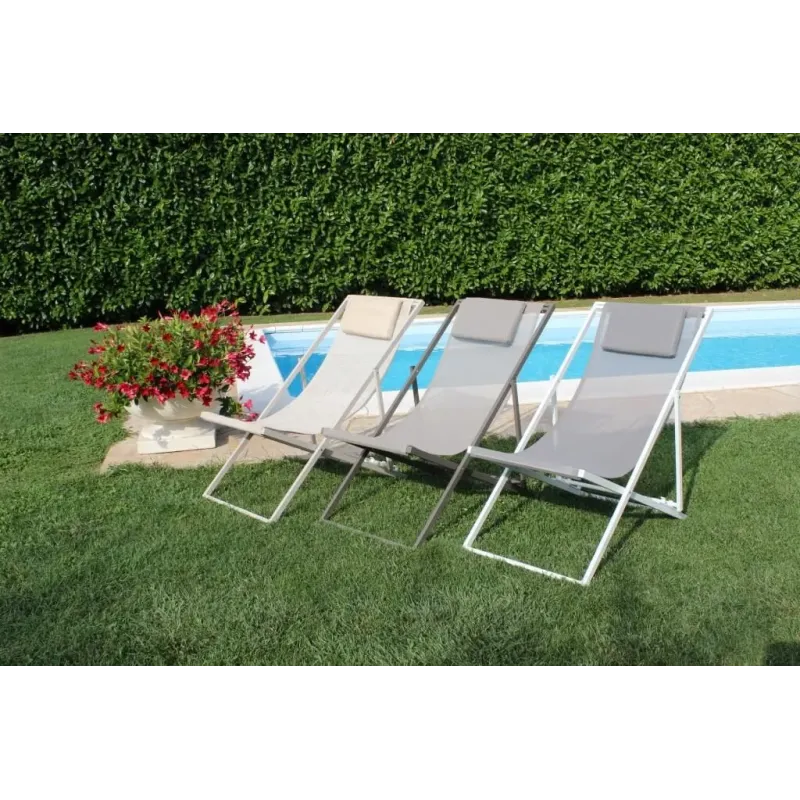 Poltrona a Sdraio da Giardino Pieghevole in Alluminio Verniciato e Textilene