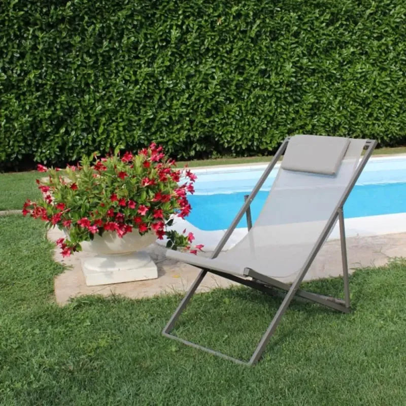 Poltrona a Sdraio da Giardino Pieghevole in Alluminio Verniciato e Textilene