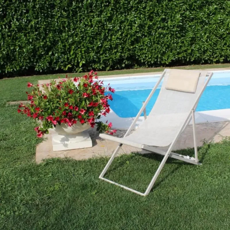 Poltrona a Sdraio da Giardino Pieghevole in Alluminio Verniciato e Textilene