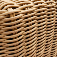 Set Salotto Polyrattan colore Naturale con Divano 3 posti, 2 Poltrone e Tavolino