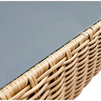 Set Salotto Polyrattan colore Naturale con Divano 3 posti, 2 Poltrone e Tavolino