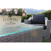 Set Salotto da Giardino in Polyrattan Grigio e Marrone con Divano 3 posti, 2 Poltrone e Tavolino