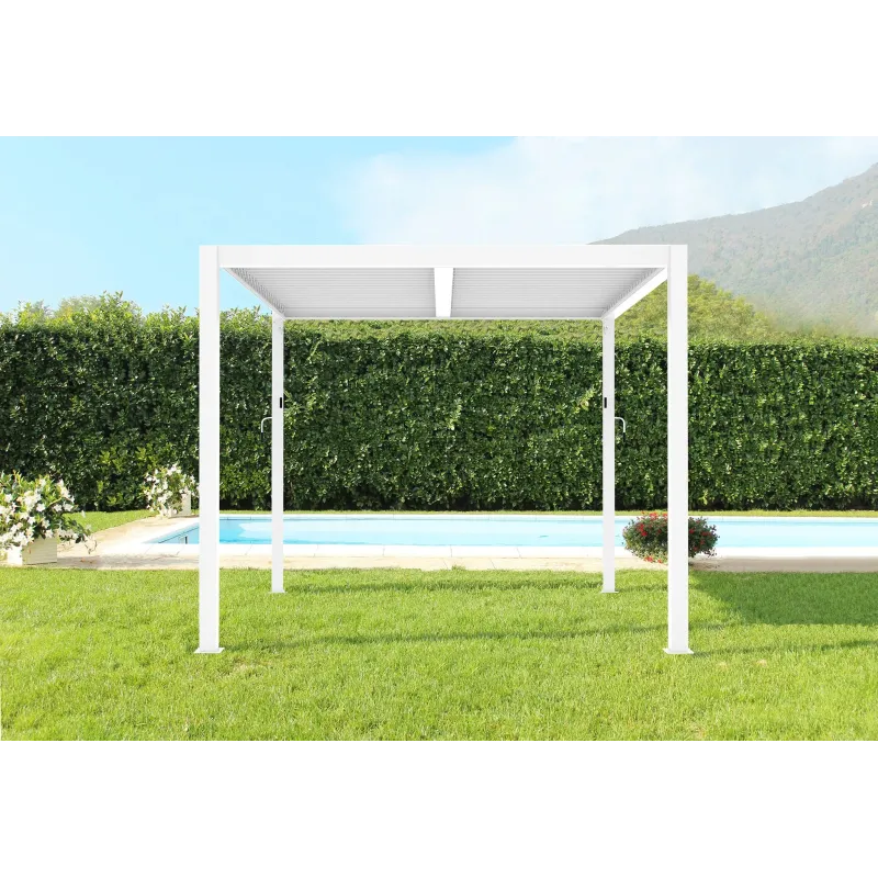 Pergola Bioclimatica Gazebo da Giardino in Alluminio Grigio Scuro Mt. 3x3 e 3x4