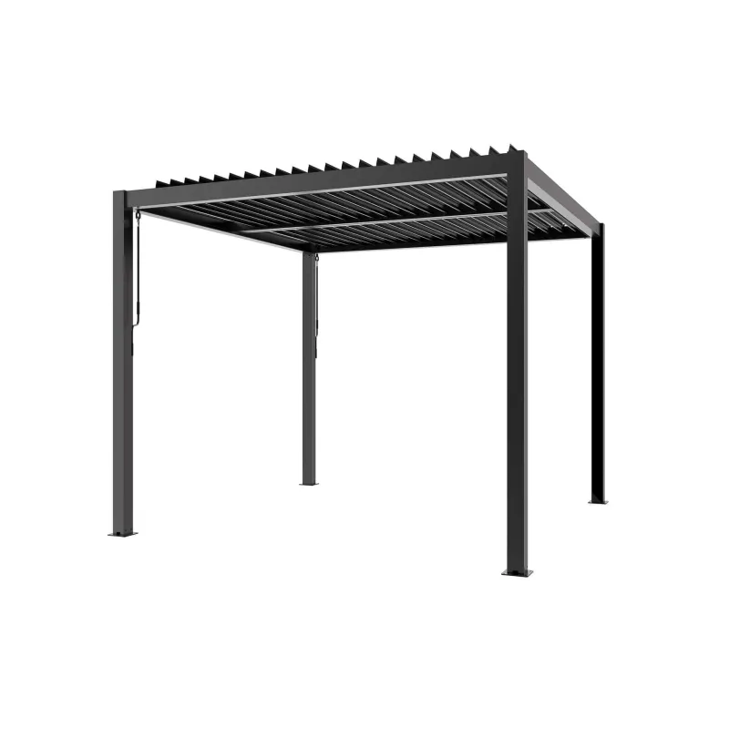 Pergola Bioclimatica Gazebo da Giardino in Alluminio Grigio Scuro Mt. 3x3 e 3x4