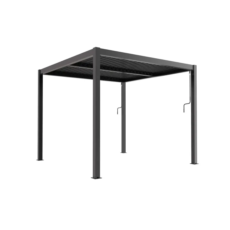 Pergola Bioclimatica Gazebo da Giardino in Alluminio Grigio Scuro Mt. 3x3 e 3x4
