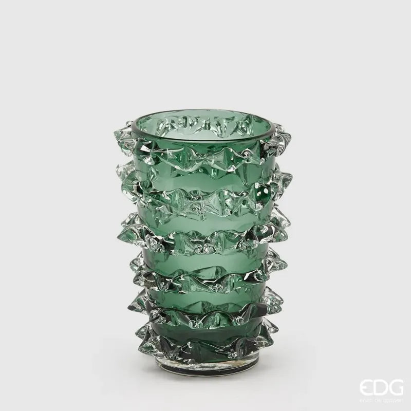 Vaso in Vetro Verde con Punte h.28 EDG