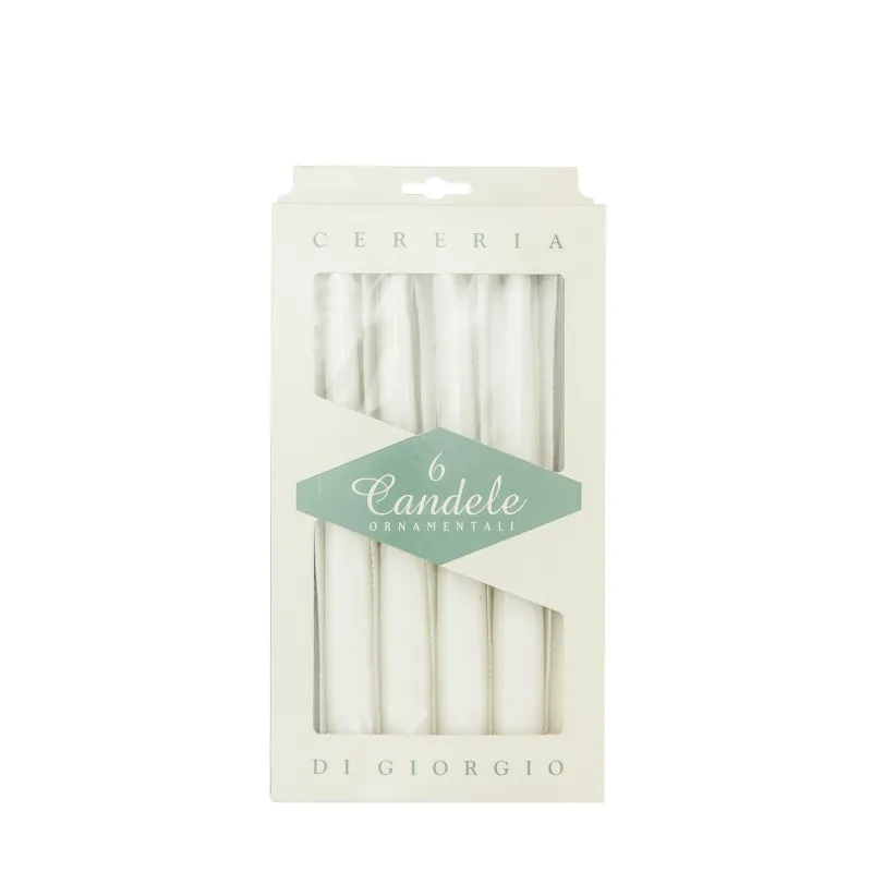 6 Candele Coniche Laccate h.21 cm Vari Colori