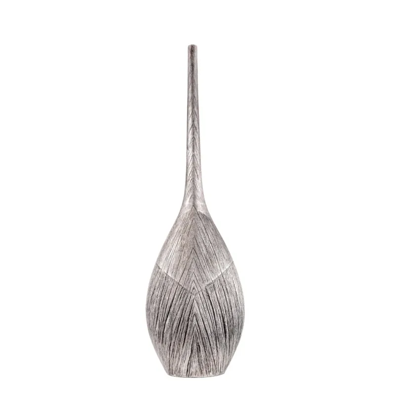 Vaso Bottiglia Resina colore Platino h 48,5