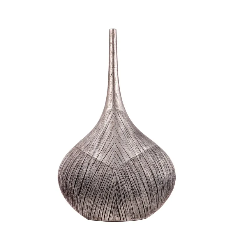 Vaso Bottiglia Resina colore Platino h 48,5