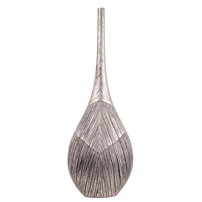 Vaso Bottiglia Resina colore Platino h 48,5