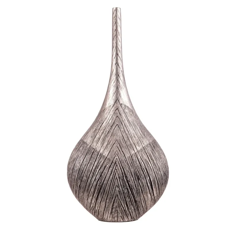 Vaso Bottiglia Resina colore Platino h 48,5