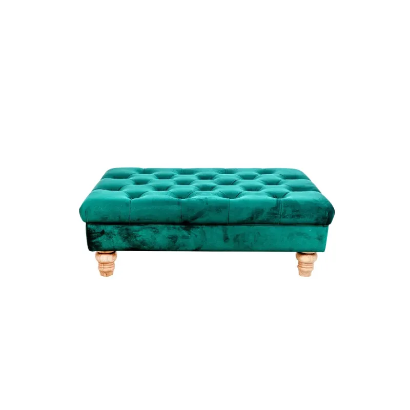 Pouf in Velluto Verde Petrolio