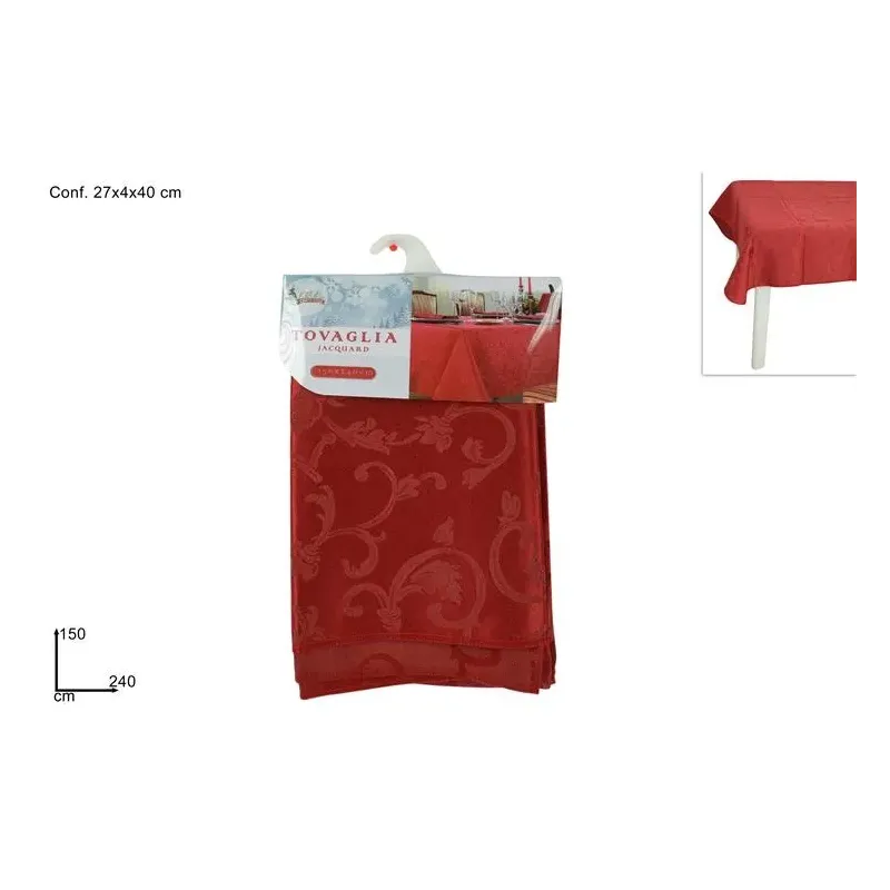 Tovaglia Effetto Jacquard Rossa nelle Due Misure