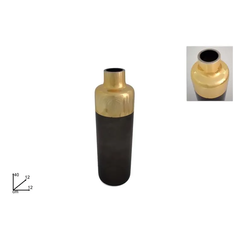 Vaso in Vetro Grigio collo Oro cm 40