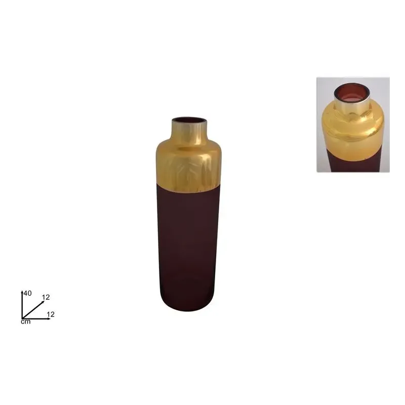 Vaso in Vetro Grigio collo Oro cm 40