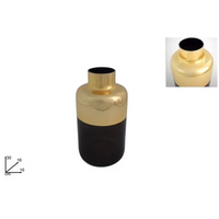 Vaso in Vetro Grigio e Bordeaux collo Oro cm 30