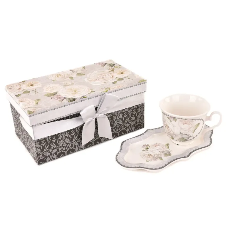 Set Tazza da The con Piatto e Scatola Regalo Abbinata