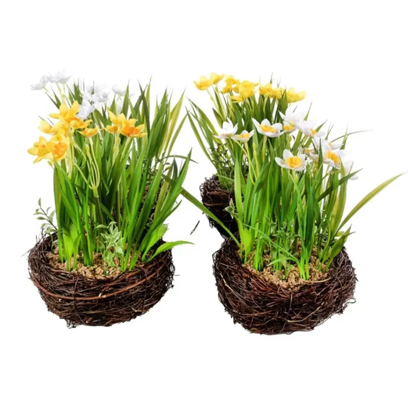 Nido con Narcisi cm 25 Colori Assortiti