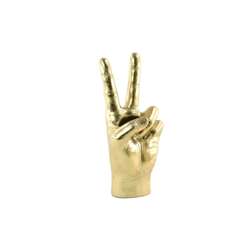 Portavaso Mano Oro in Resina h 29