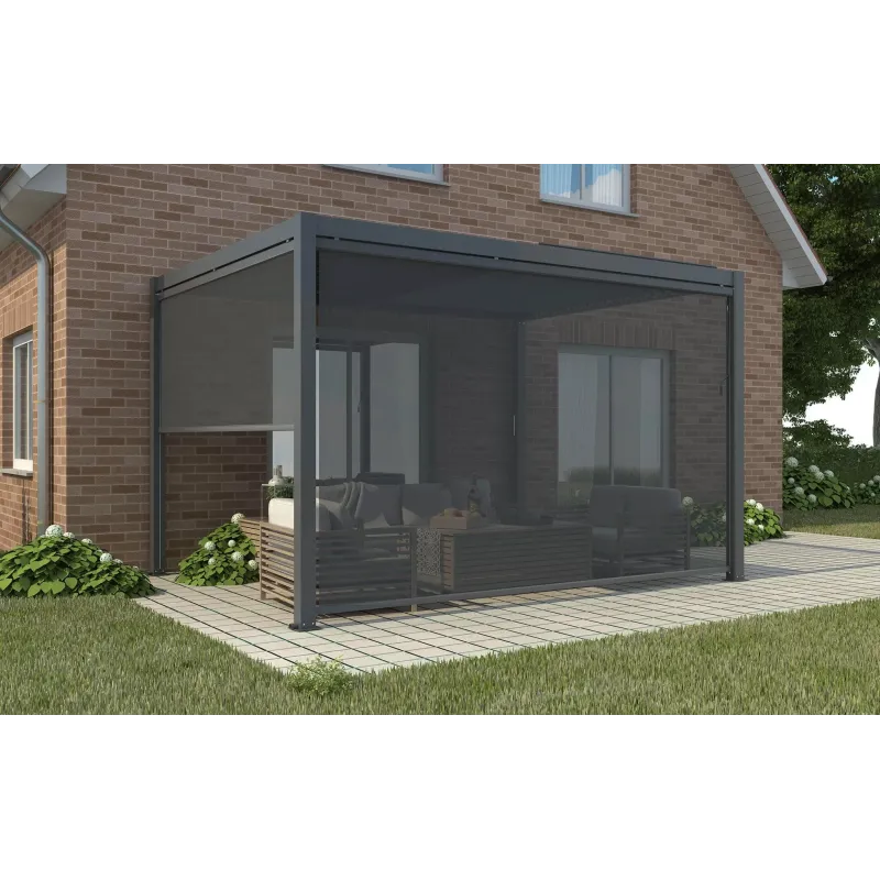 Copertura Tenda Laterale Bianco e Grigio per Pergola Bioclimatica mt.3x3 e 3x4