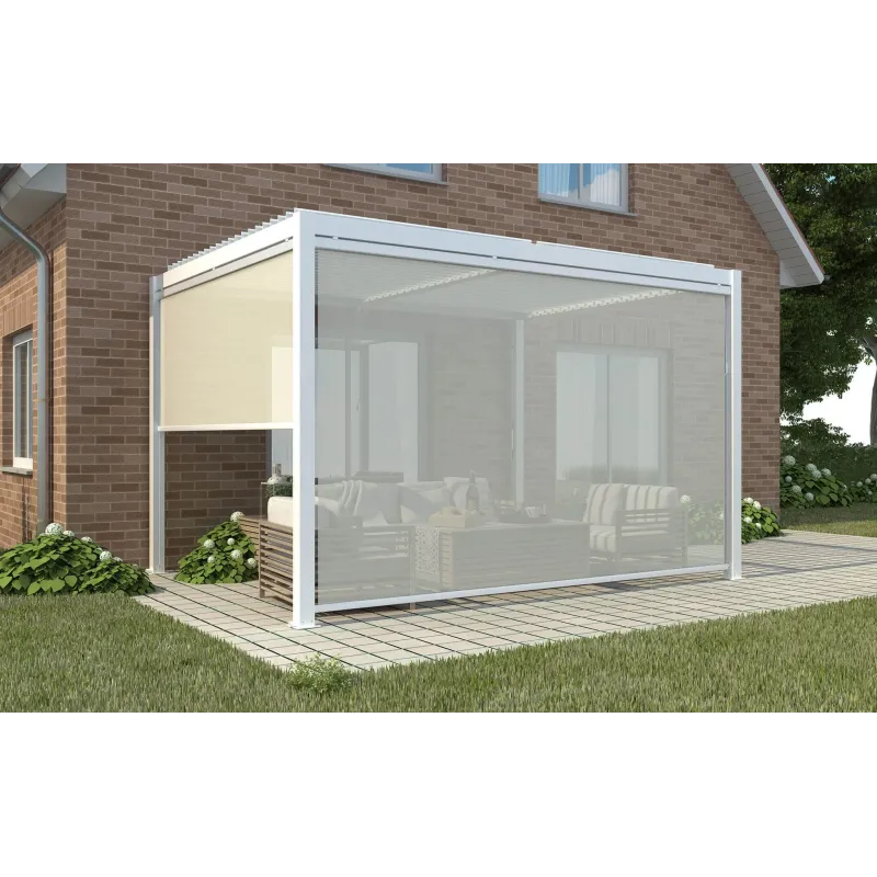 Copertura Tenda Laterale Bianco e Grigio per Pergola Bioclimatica mt.3x3 e 3x4