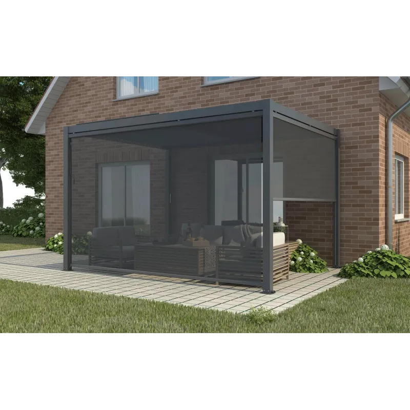 Copertura Tenda Laterale Bianco e Grigio per Pergola Bioclimatica mt.3x3 e 3x4