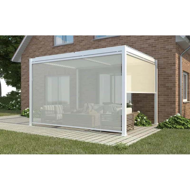 Copertura Tenda Laterale Bianco e Grigio per Pergola Bioclimatica mt.3x3 e 3x4
